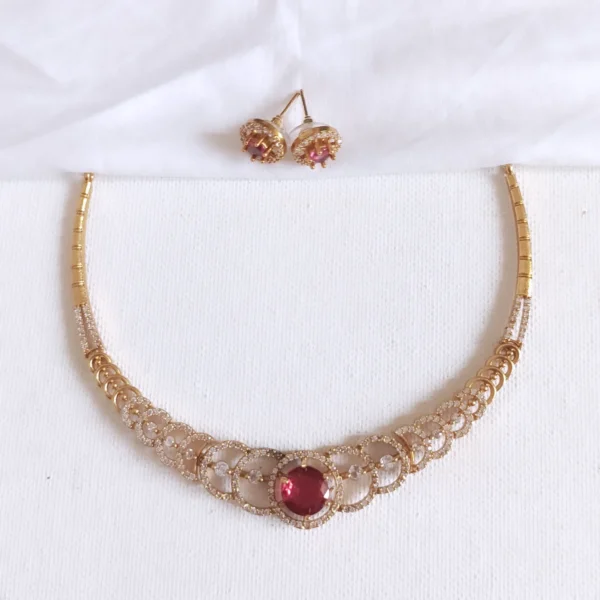 AD Floral CZ Necklace Set