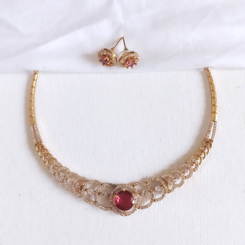 AD Floral CZ Necklace Set