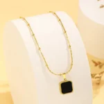 Anti Tarnish Geometric Square Pendant Necklace