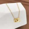 Anti Tarnish Double Heart Pendant Necklace