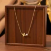 Anti Tarnish Floral Stone Pendant Necklace