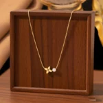 Anti Tarnish Floral Stone Pendant Necklace