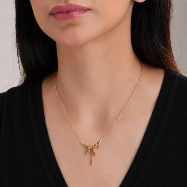 Gold-Plated-Anti-Tarnish-Stainless-Steel-Melting-Honey-Necklace