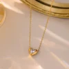 Anti Tarnish Stone Heart Necklace