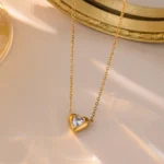 Anti Tarnish Stone Heart Necklace
