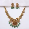 Temple Peacock Green Stone Necklace Set