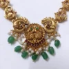 Indian-Temple-Design-Peacock-Motifs-Green-Stone-Drops-Necklace-Set