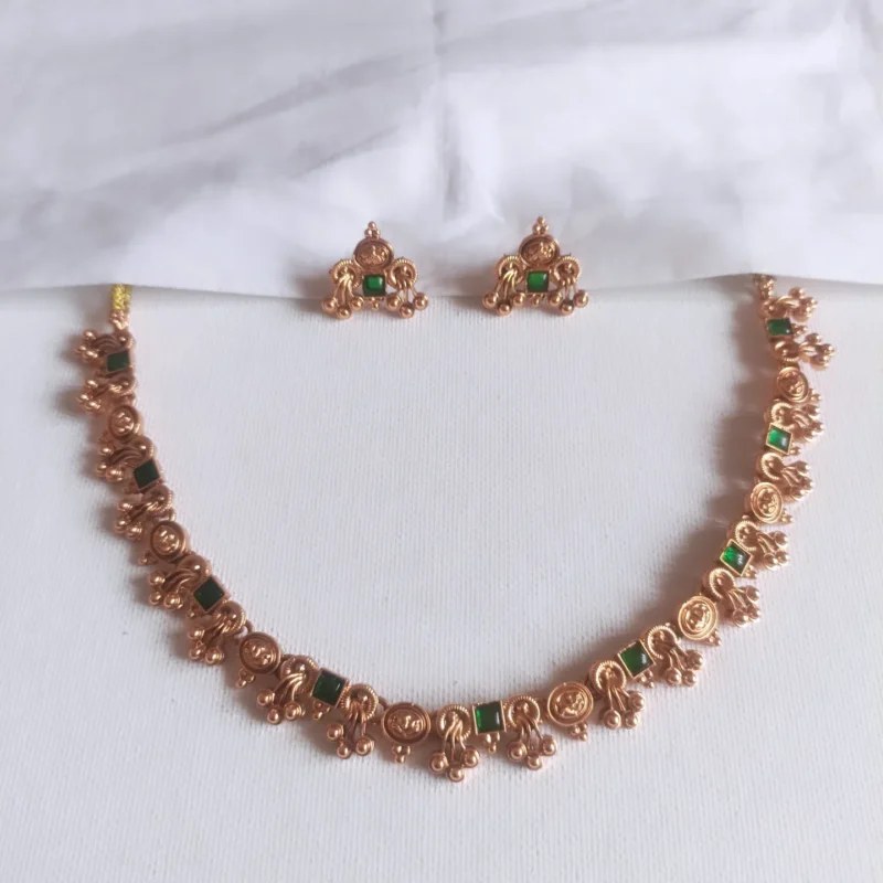 CZ Tilak Stone Temple Necklace Set