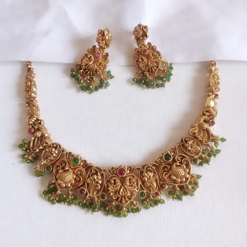 Temple Peacock Necklace Set