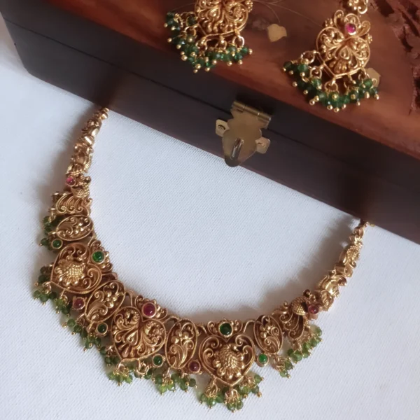South-Indian-Temple-Design-Peacock-Necklace-with-Earrings