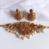 Traditional-Antique-Goddess-Lakshmi-and-Peacock-motifs-Choker-Set