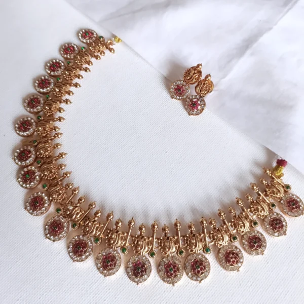 Traditional-Beautiful-Annapakshi-Multicolour-Stones-Necklace-Set-Imitation-Jewellery-Kerala