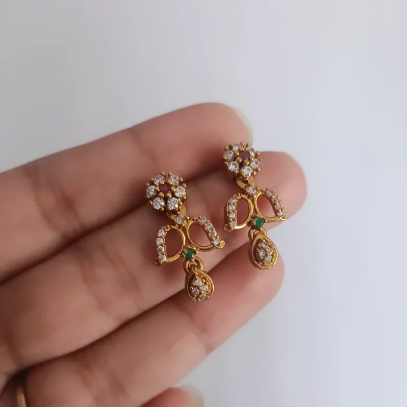 CZ Stone South Indian Drop Earrings