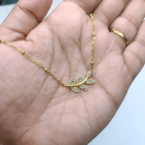 Anti Tarnish Olive Branch Necklace