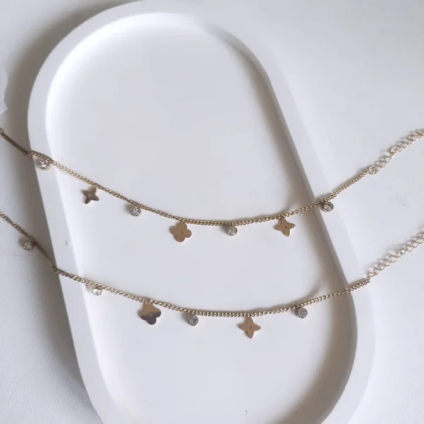 Anti Tarnish Clover Charm Anklet