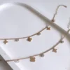 Anti-Tarnish-Stainless-Steel-with-Clover-and-Stone-Charms-Anklets
