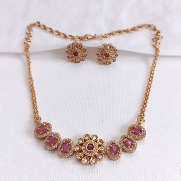 Floral AD Attigai Necklace Set