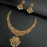 Peacock Ruby Green Stone Stud Earrings