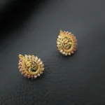 Peacock Ruby Green Stone Stud Earrings