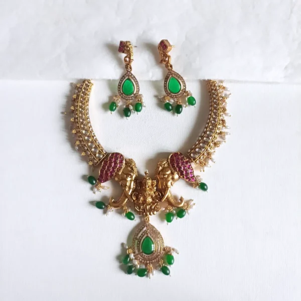 Lakshmi Elephant Hasli Necklace Set