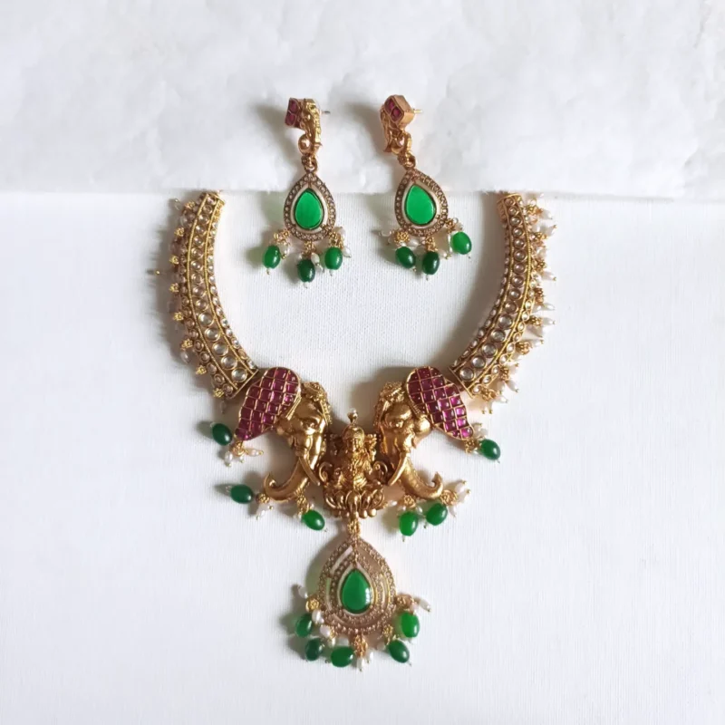 Lakshmi Elephant Hasli Necklace Set