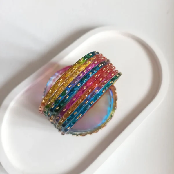 Glossy Raindrop Glass Bangles Set