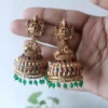 Lakshmi-Kemp-Stone-Jhumka-Earrings-with-Green-beads