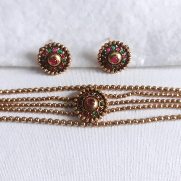 Non-Idol-Multi-Layer-Golden-Beads-Choker-Set