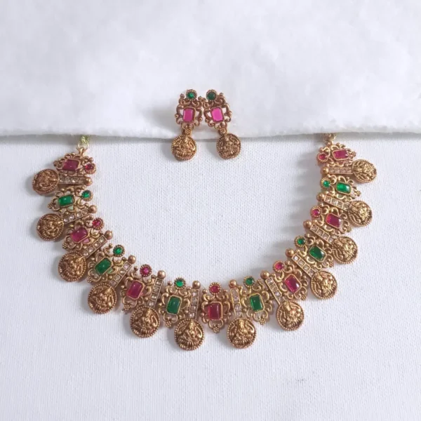Lakshmi Coin Kundan Necklace Set