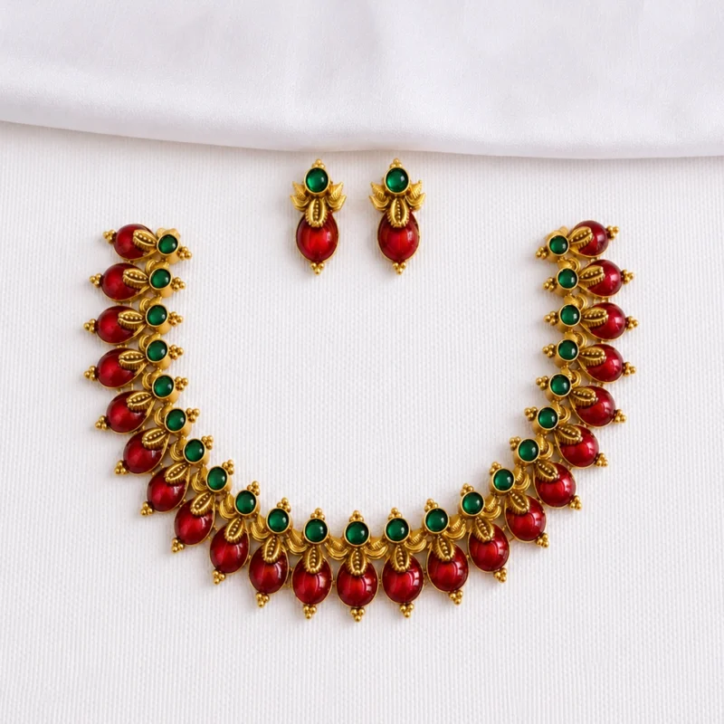Red Palakka Necklace Set