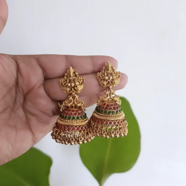Golden Beads Jhumka Earrings