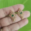 Ruby-and-Green-Kemp-Stones-Mango-Design-Stud-Earrings