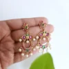 Stylish-Kemp-Stones-Chandbali-Earrings-with-Dangling-Pearl-Drops.
