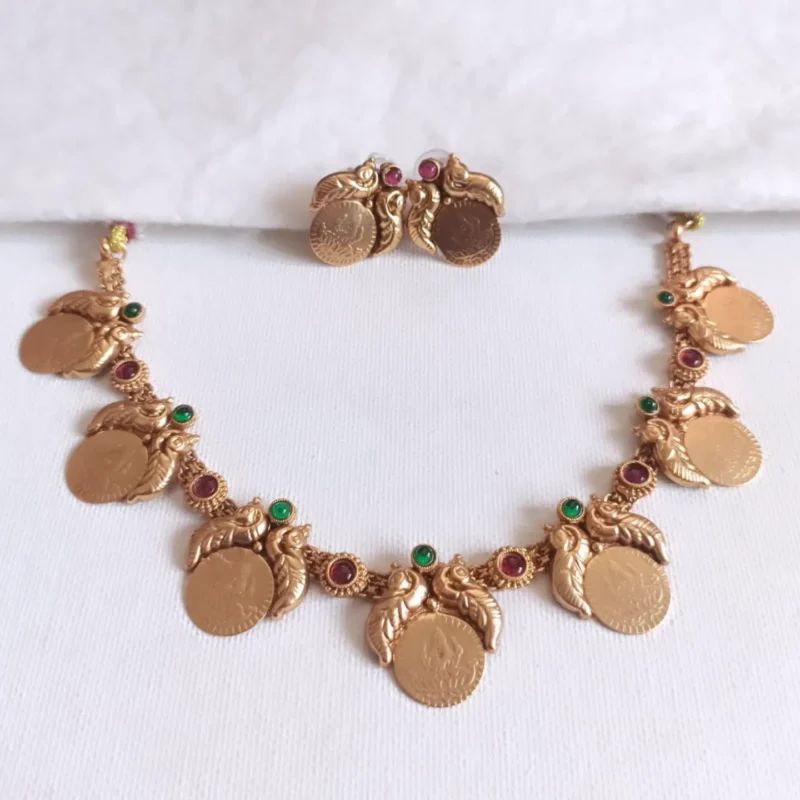 Mahalakshmi Mayura Coin Necklace Set