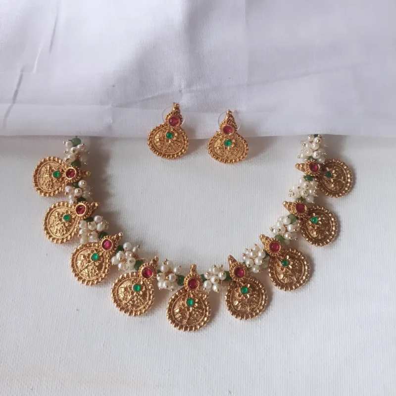 Floral Coin Charms Necklace Set