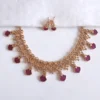 Traditional-Non-Idol-Mesh-Texturing-Purple-Palakka-Hanging-Drops-Necklace