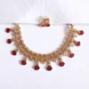 Traditional-Non-Idol-Mesh-Texturing-Red-Palakka-Hanging-Drops-Necklace