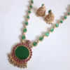 Traditional-Non-Idol-Multi-Green-Kempu-Stone-Long-Necklace