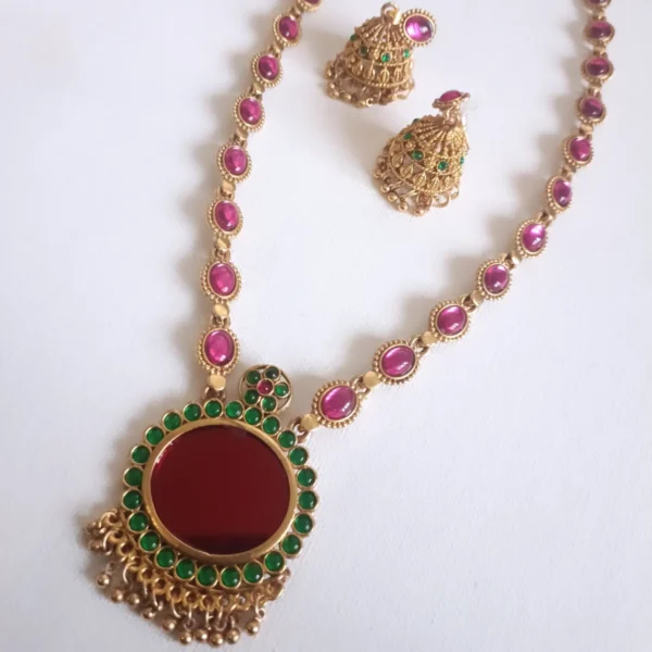 Multi Kempu Stone Long Necklace Set