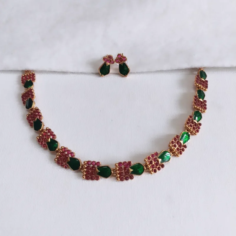 Ruby Green Nagapadam Choker Set