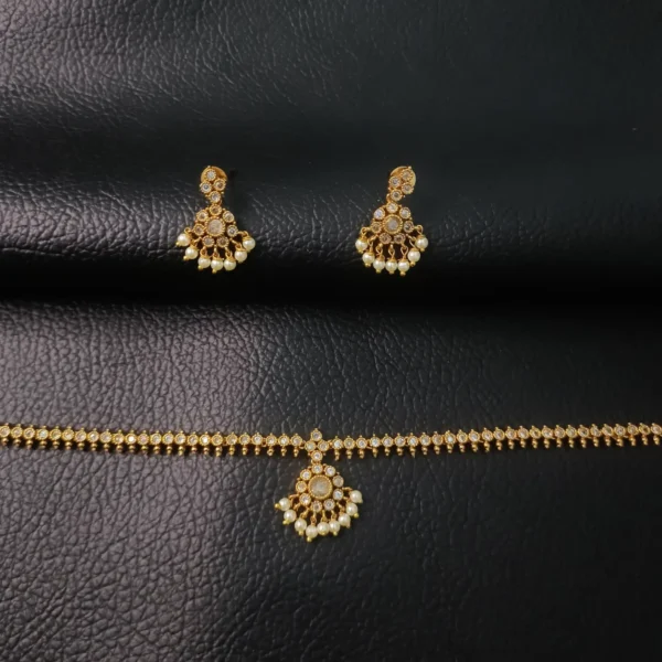 White Stone Pearl Attigai Set