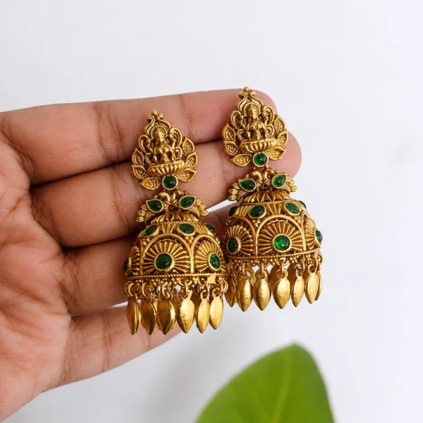 Traditional-Temple-Design-Green-Elakkathali-Jhumka