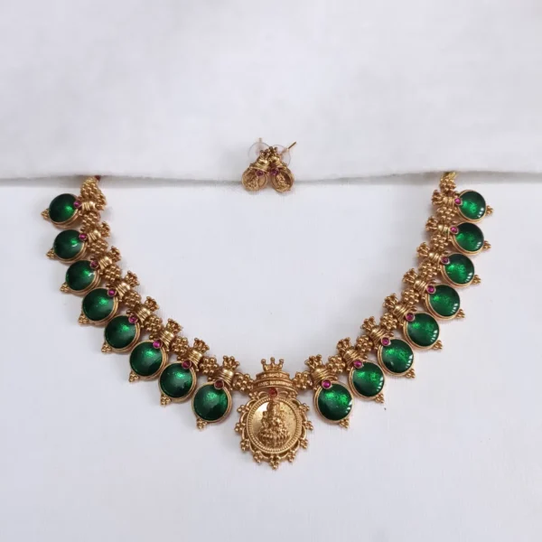 Green Palakka Round Necklace Set