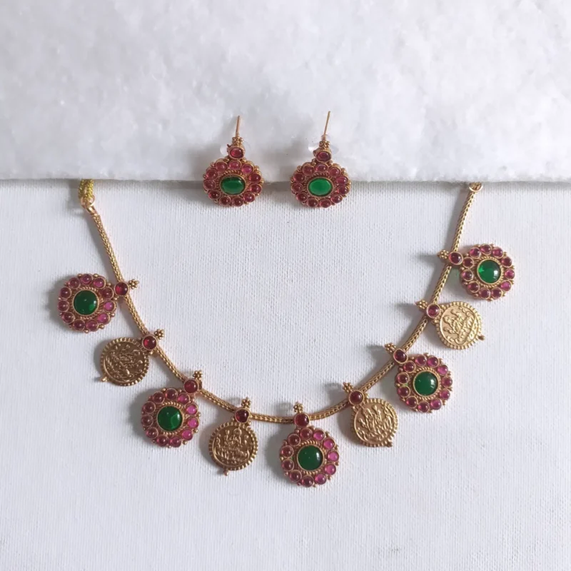 Lakshmi Kasu Floral Necklace Set