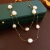 Baroque Pearl Gold Beads Necklace